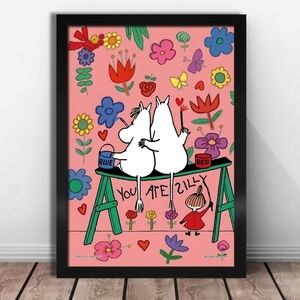 You Are Silly Moomin Snorkmaiden  Little My Print In Black Frame 20x30cm